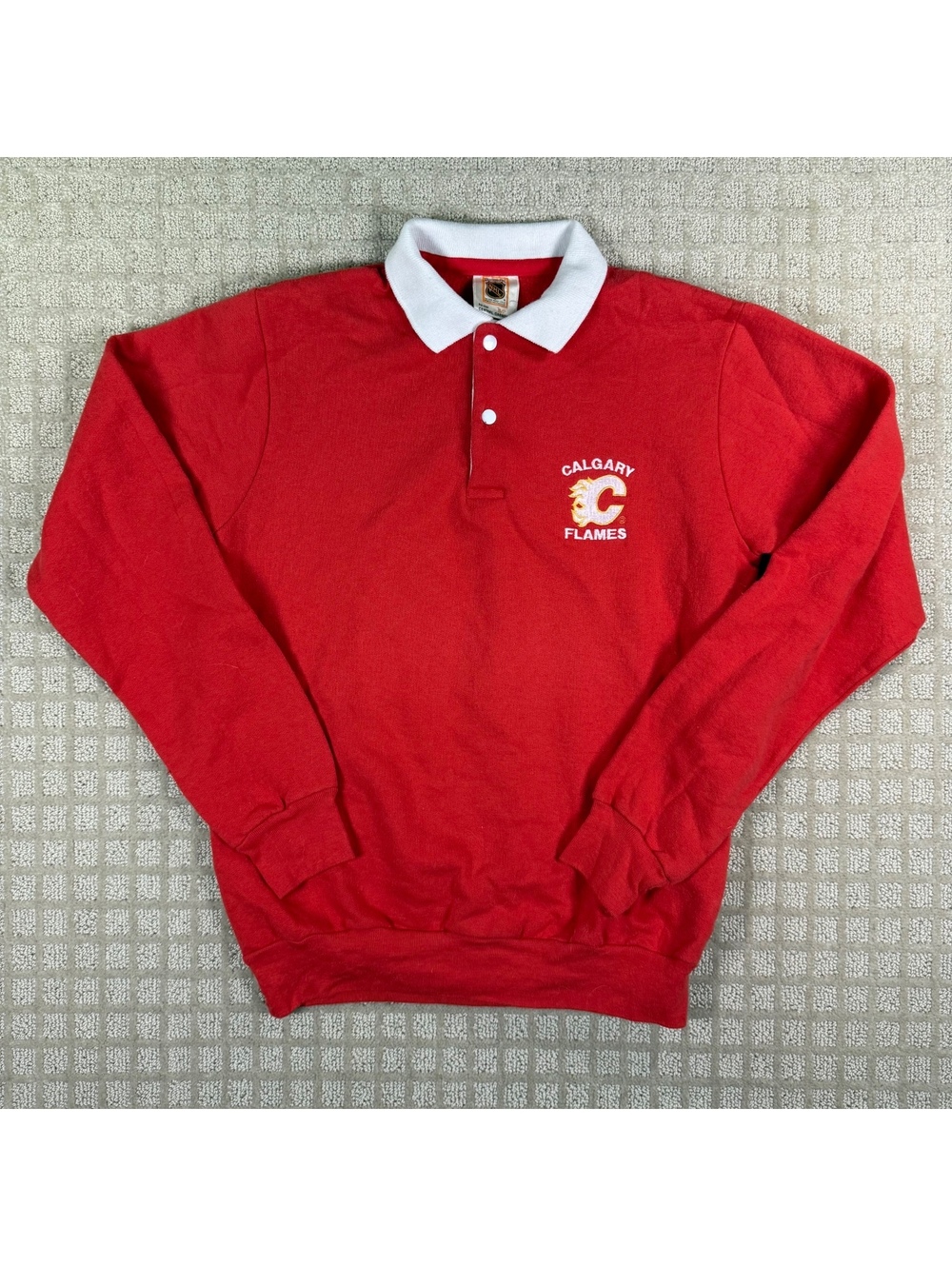 Calgary Flames red long sleeve polo sweatshirt S